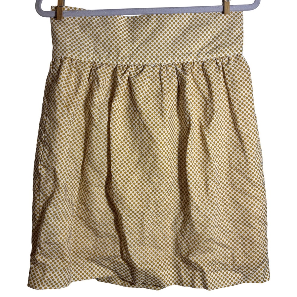 Comme Toi Polka Dot High Waisted Linen/Cotton Preppy Retro Mini Skirt Size L - Picture 2 of 5